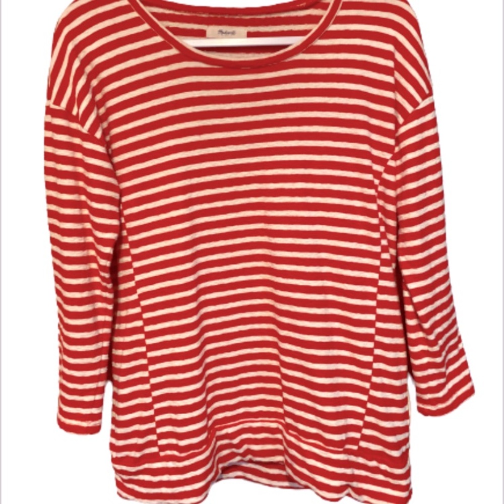 Madewell Womens Red and White Striped Shirt Size M
